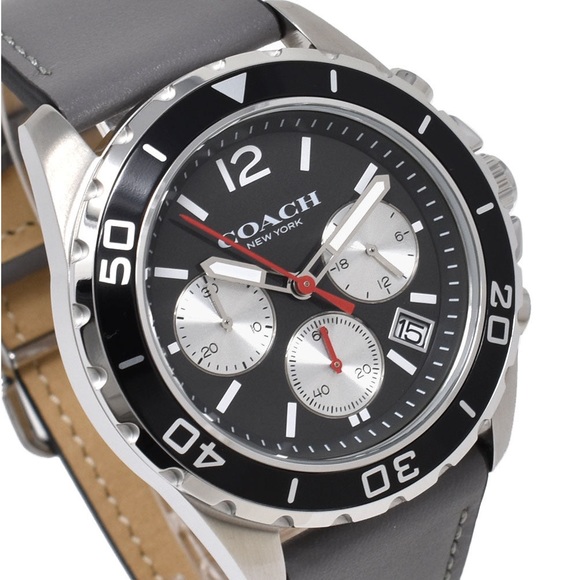 🖤🖤 Coach Kent Grey Dial Grey Leather Strap Watch For Men - 14602561 - Picture 7 of 16